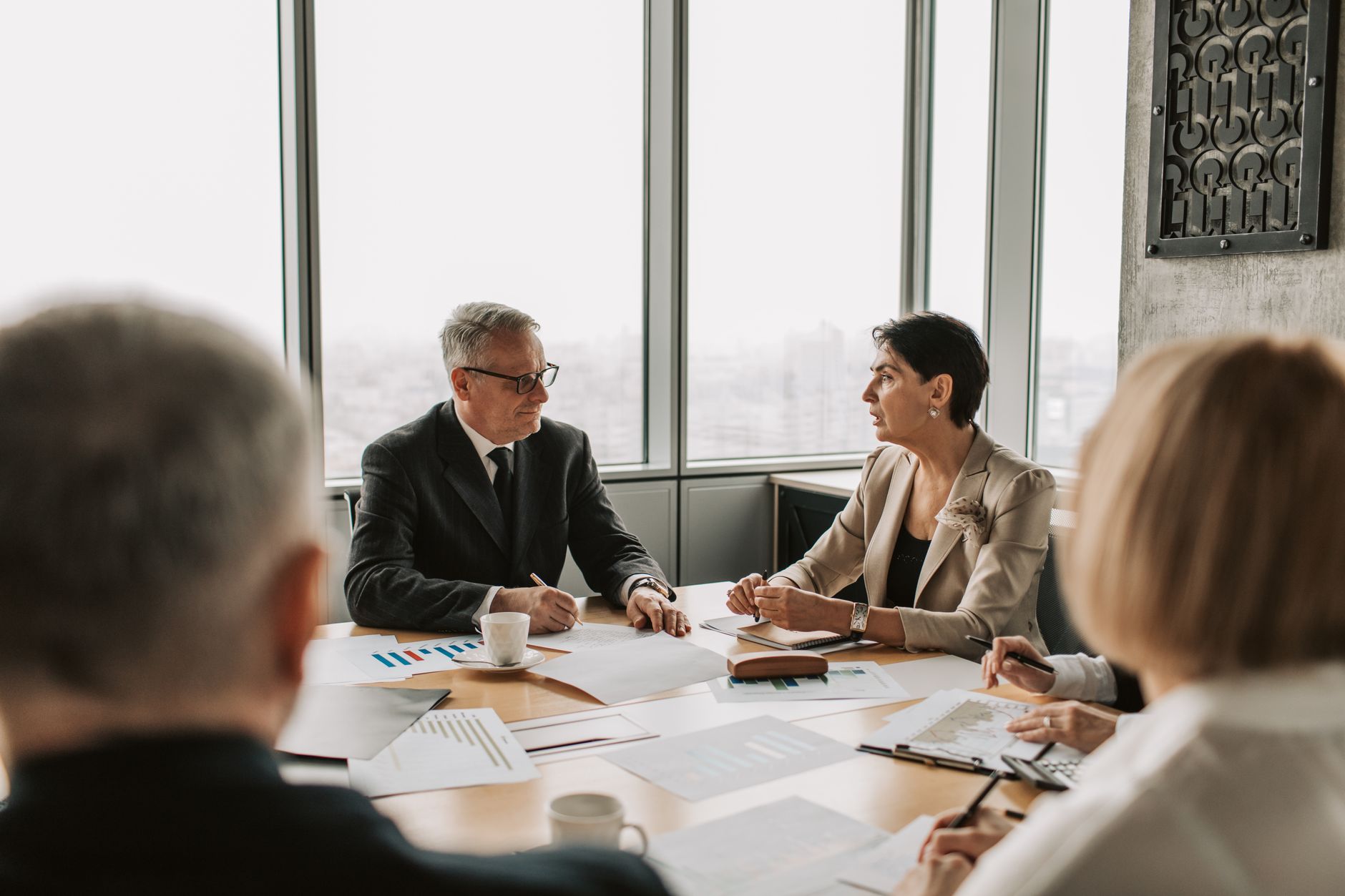 Broker meeting with a business owner